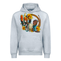 Heather Grey western cactus bullskull and boots with sunflowers and serape leopard Urban Hoodie - Artiststas