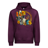 Mauve Wine western cactus bullskull and boots with sunflowers and serape leopard Urban Hoodie - Artiststas