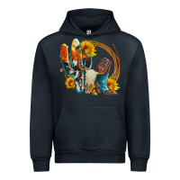 Navy western cactus bullskull and boots with sunflowers and serape leopard Urban Hoodie - Artiststas