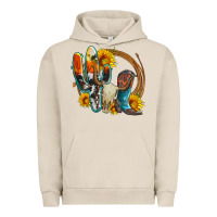 Pigment French Oak western cactus bullskull and boots with sunflowers and serape leopard Urban Hoodie - Artiststas