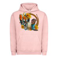 Pigment Salmon western cactus bullskull and boots with sunflowers and serape leopard Urban Hoodie - Artiststas