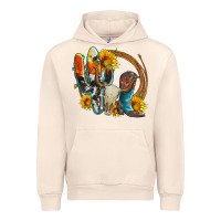 Sandshell western cactus bullskull and boots with sunflowers and serape leopard Urban Hoodie - Artiststas