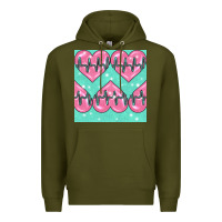 Army Green Nursing Heart Seamless Pattern Premium Hoodie - BundleAndBundleShop