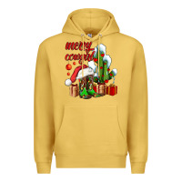 Antique Gold merry cowgirl  boots and cactus with gifts Premium Hoodie - AdoDesignShop