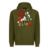 Army Green merry cowgirl  boots and cactus with gifts Premium Hoodie - AdoDesignShop