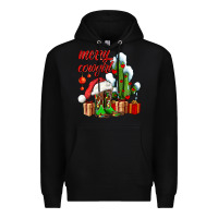 Black merry cowgirl  boots and cactus with gifts Premium Hoodie - AdoDesignShop