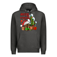 Charcoal Heather merry cowgirl  boots and cactus with gifts Premium Hoodie - AdoDesignShop