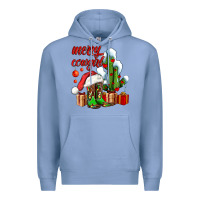 Colony Blue merry cowgirl  boots and cactus with gifts Premium Hoodie - AdoDesignShop