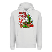 Dove Grey merry cowgirl  boots and cactus with gifts Premium Hoodie - AdoDesignShop