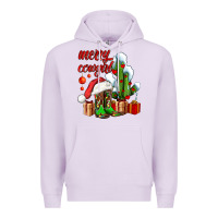 Lilac merry cowgirl  boots and cactus with gifts Premium Hoodie - AdoDesignShop