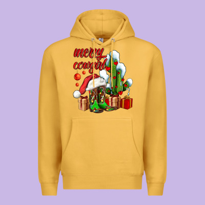 Merry Cowgirl  Boots And Cactus With Gifts Premium Hoodie Designed By Adodesignshop