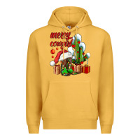 Mustard merry cowgirl  boots and cactus with gifts Premium Hoodie - AdoDesignShop