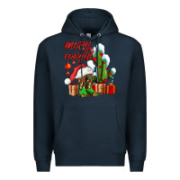 Navy merry cowgirl  boots and cactus with gifts Premium Hoodie - AdoDesignShop