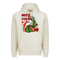 Oatmeal Heather merry cowgirl  boots and cactus with gifts Premium Hoodie - AdoDesignShop