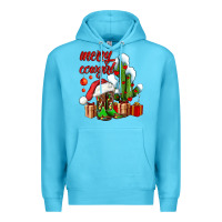 Ocean Blue merry cowgirl  boots and cactus with gifts Premium Hoodie - AdoDesignShop