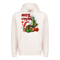 Pale Pink merry cowgirl  boots and cactus with gifts Premium Hoodie - AdoDesignShop