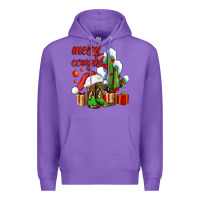 Purple merry cowgirl  boots and cactus with gifts Premium Hoodie - AdoDesignShop