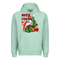 Seafoam merry cowgirl  boots and cactus with gifts Premium Hoodie - AdoDesignShop