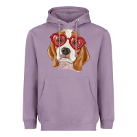 Lavender beagle with love glasses Heavyweight Hoodie - RanaPortraitStore