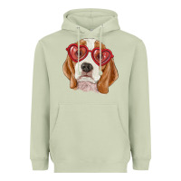 Matcha beagle with love glasses Heavyweight Hoodie - RanaPortraitStore