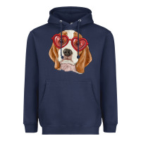 Navy beagle with love glasses Heavyweight Hoodie - RanaPortraitStore