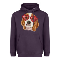 Plum beagle with love glasses Heavyweight Hoodie - RanaPortraitStore