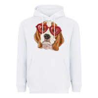 White beagle with love glasses Heavyweight Hoodie - RanaPortraitStore