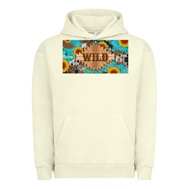 Western Wild And Sunflower Leopard Turquoise Cowhide Licanse Plate Urban Hoodie by Artiststas | Teevron