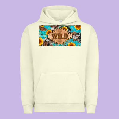 Western Wild And Sunflower Leopard Turquoise Cowhide Licanse Plate Urban Hoodie Designed By Artiststas