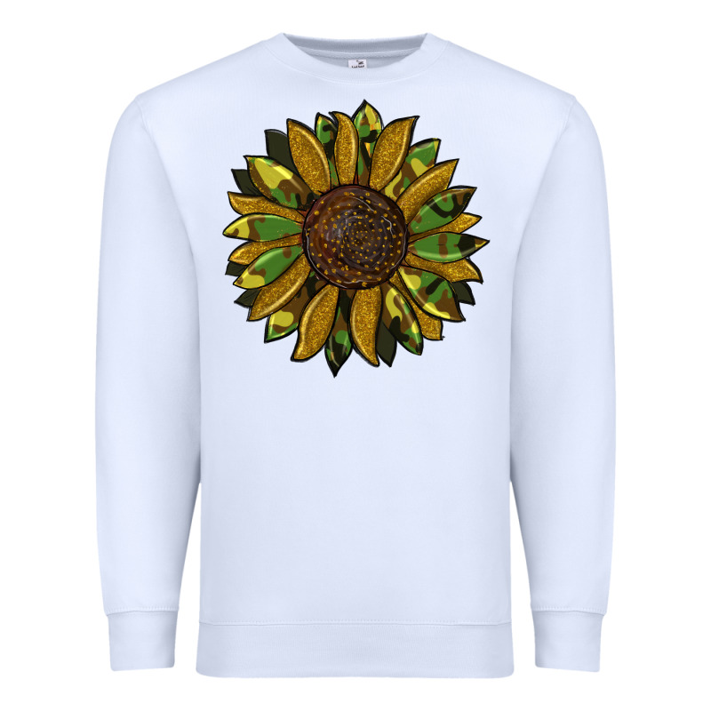 Camouflage Flitter Sunflowers Premium Sweatshirt by RanaPortraitStore | Teevron