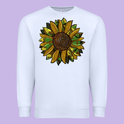 Camouflage Flitter Sunflowers Premium Sweatshirt Designed By Ranaportraitstore