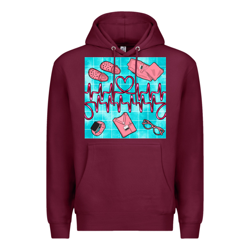 Nurse Heart Beat Seamless Pattern Premium Hoodie by BundleAndBundleShop | Teevron