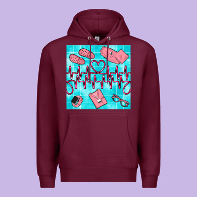 Nurse Heart Beat Seamless Pattern Premium Hoodie Designed By Bundleandbundleshop