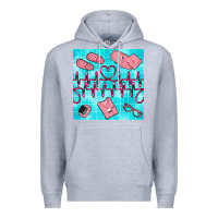 Heather Grey nurse heart beat seamless pattern Premium Hoodie - BundleAndBundleShop