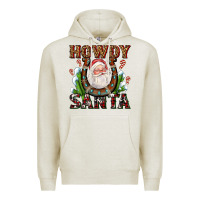 Oatmeal Heather howdy santa Premium Hoodie - AdoDesignShop