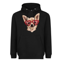 Black chihuahua dog with love glasses Heavyweight Hoodie - RanaPortraitStore