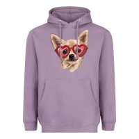 Lavender chihuahua dog with love glasses Heavyweight Hoodie - RanaPortraitStore