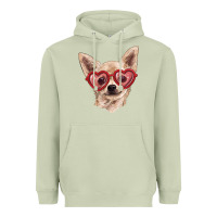 Matcha chihuahua dog with love glasses Heavyweight Hoodie - RanaPortraitStore