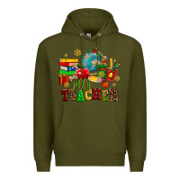 Army Green christmas jolly teachers Premium Hoodie - AdoDesignShop