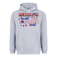 Heather Grey American heart southern soul Heavyweight Hoodie - texasbilliewilder