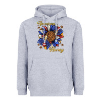 Heather Grey American honey with bee Heavyweight Hoodie - texasbilliewilder