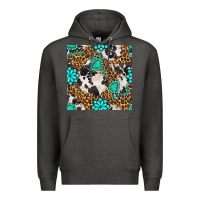 Charcoal Heather western turquoise seamless pattern Premium Hoodie - BundleAndBundleShop