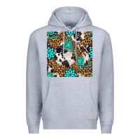 Heather Grey western turquoise seamless pattern Premium Hoodie - BundleAndBundleShop
