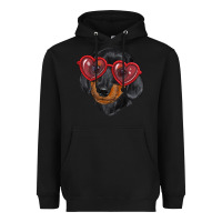 Black dachshund with love glasses Heavyweight Hoodie - RanaPortraitStore