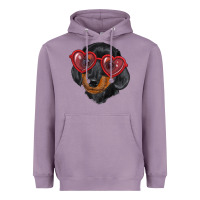 Lavender dachshund with love glasses Heavyweight Hoodie - RanaPortraitStore