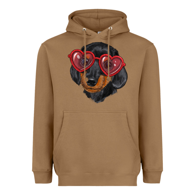 Dachshund With Love Glasses Heavyweight Hoodie by RanaPortraitStore | Teevron