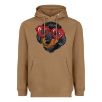 Toasted Coconut dachshund with love glasses Heavyweight Hoodie - RanaPortraitStore