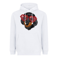 White dachshund with love glasses Heavyweight Hoodie - RanaPortraitStore