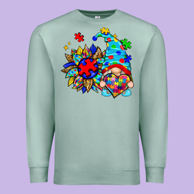 Autism Sunflower Gnome Premium Sweatshirt Designed By Zillion Design Studio