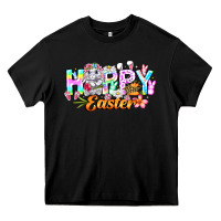 Black Happy Easter Heavy Core Tee - CowhideDigitalArt